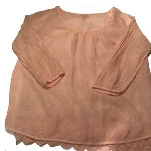 Grand & Greene 3/4 Sleeve Work Blouse w/ Lace Trim